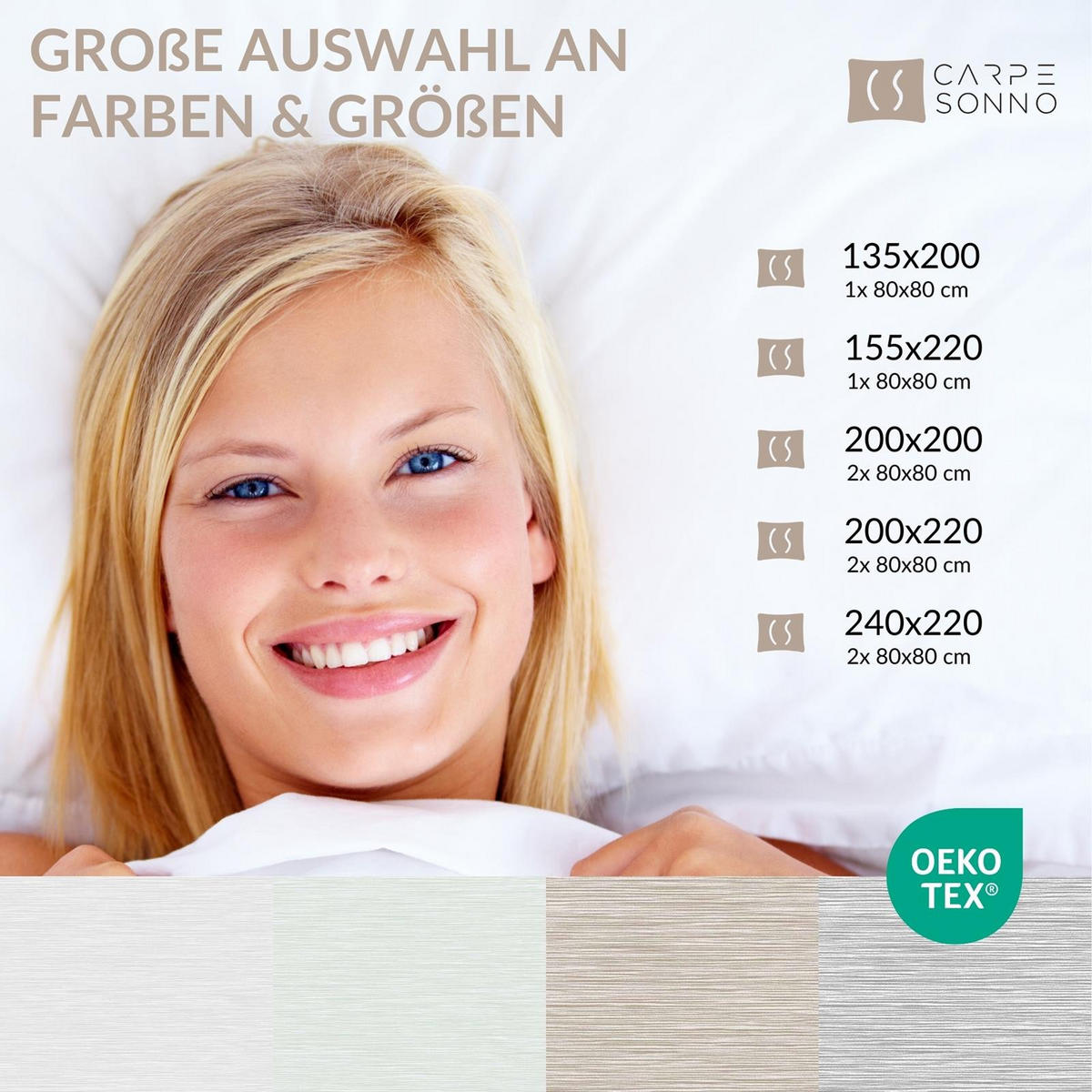 BETTWÄSCHE 155x200 Renforce Wende Bettbezug Melange Silber Grün - Silberfarben/Grün, Textil (155/200cm) - Carpe Sonno