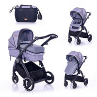 KOMBIKINDERWAGEN 2 in 1 Adria grau Alu-Rahmen Sitzeinheit umbaubar Fußsack - Grau, Metall (82/60/110cm) - Lorelli