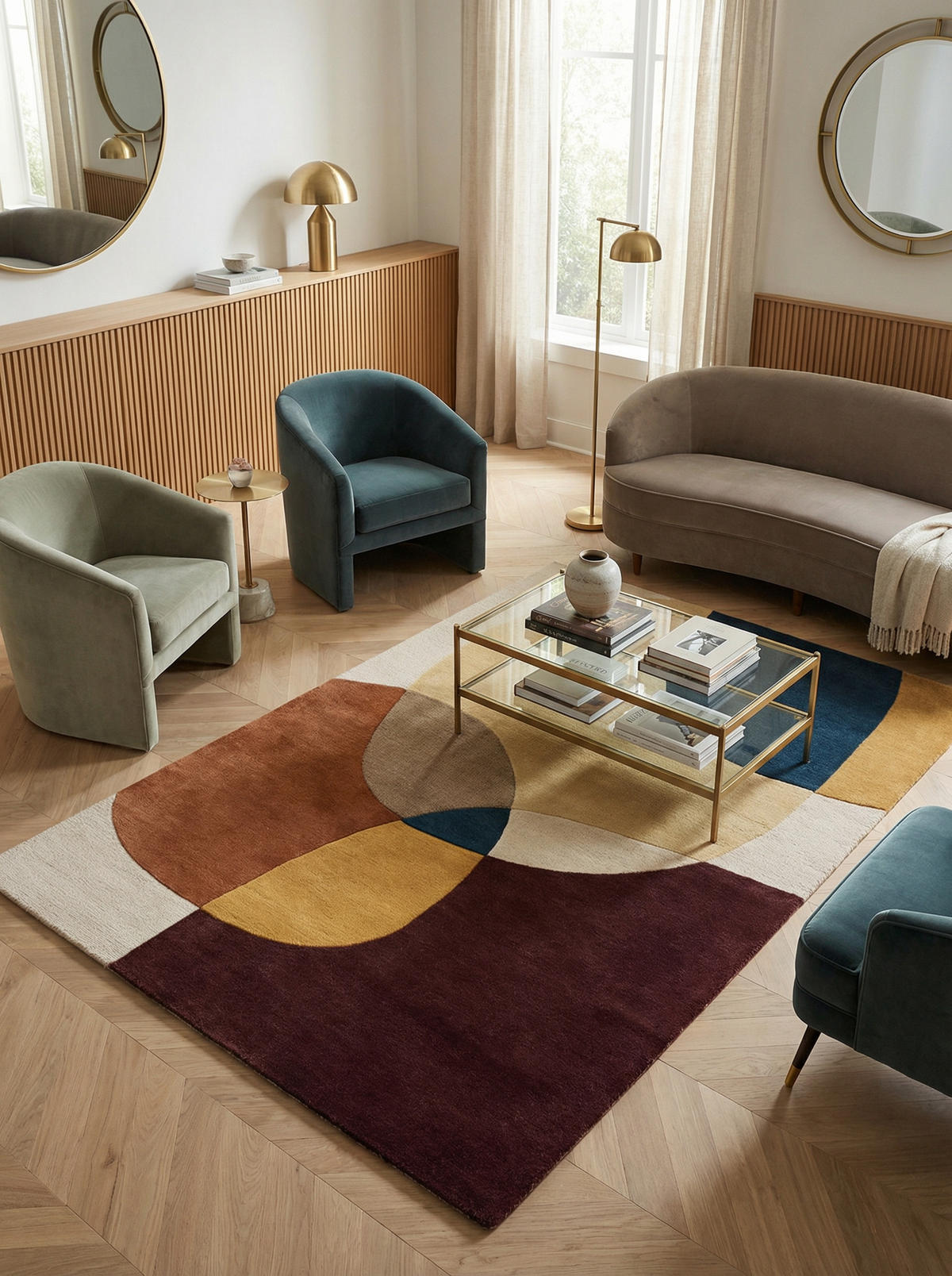 WOLLTEPPICH Abstrakt-Design mit farbakzente AIRE - Multicolor, Textil (200/290cm) - KADIMA DESIGN