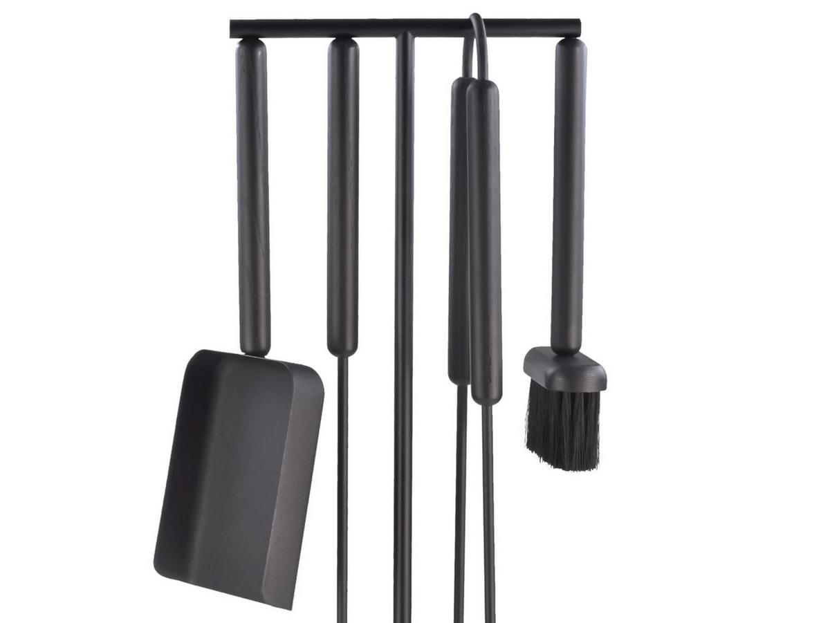 KAMINGARNITUR Ashi 5tlg schwarz Kaminbesteck Set - Schwarz, Metall (22/75/22cm) - Blomus