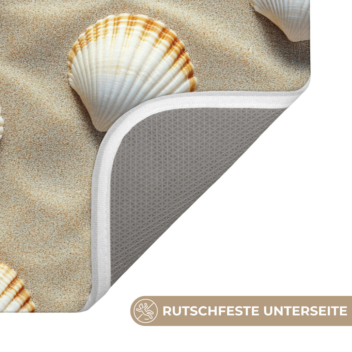 KOUPELNOVÁ PŘEDLOŽKA Mušle - Písek - Námořní 120x60 cm - písková barva, textil/plast (120/60cm) - OnlyWow