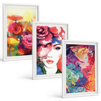 BILDER SET 3er Set - 40x60 cm Weißer Rahmen - Intensives Blumenporträt einer Frau - Weiß, Kunststoff (40/60cm) - TULUP