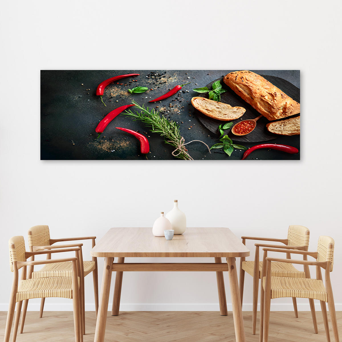 WANDBILD lebensmittel küche gewürze - Rot, Textil (90/30cm) - Feeby