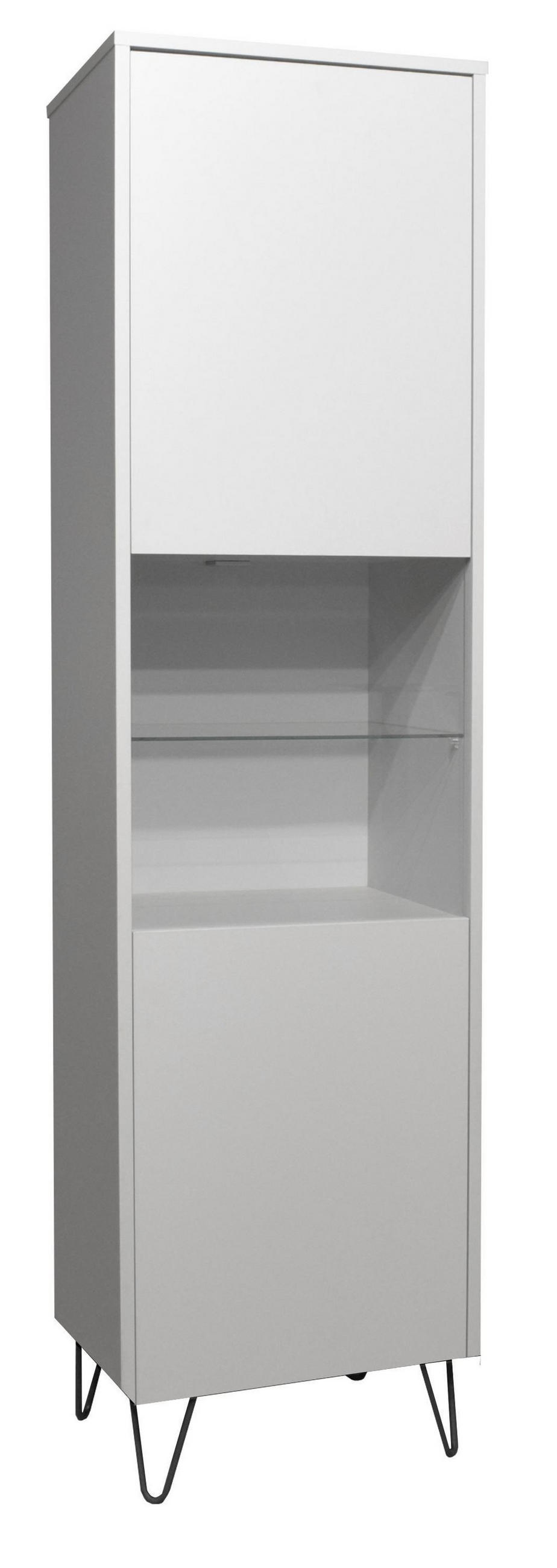 VITRINE Erna 51x45x197 Kreidegrau matt Lack - Hellgrau, Holzwerkstoff (51/197/45cm) - 58aufmkessel