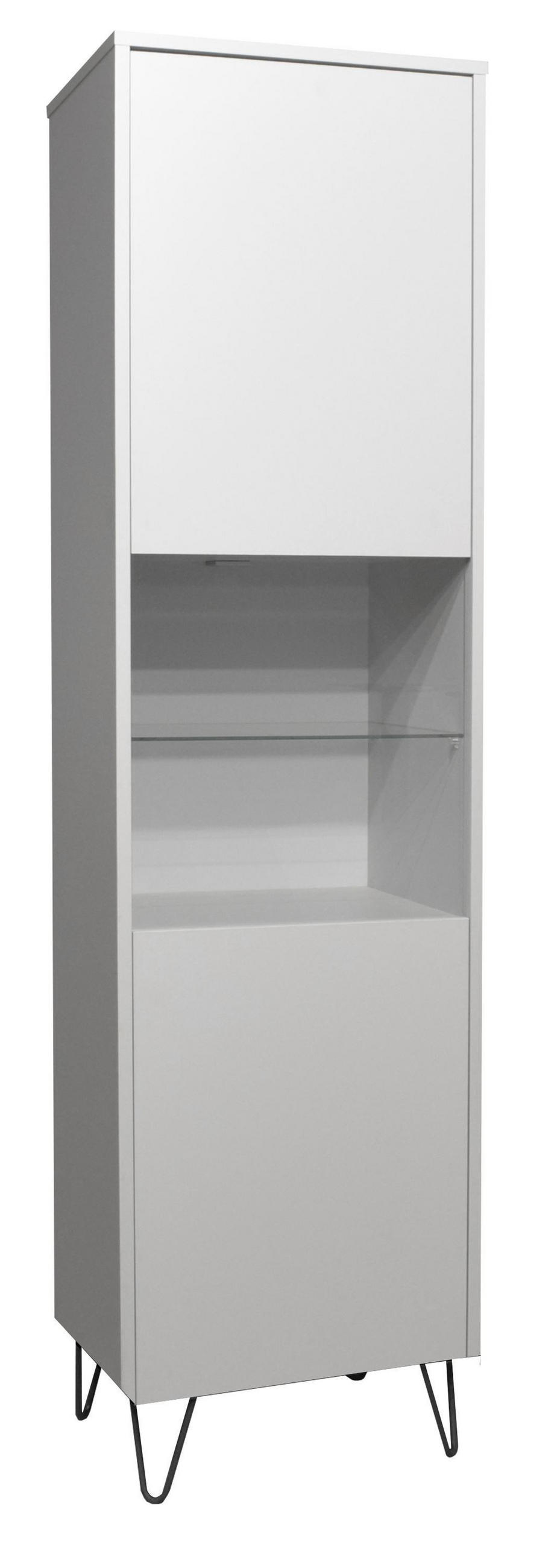 VITRINE Erna 51x45x197 Kreidegrau matt Lack - Hellgrau, Holzwerkstoff (51/197/45cm) - 58aufmkessel