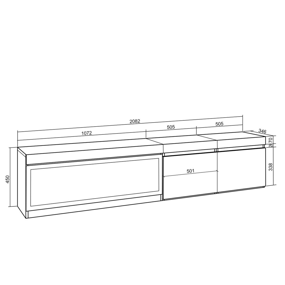 LOWBOARD, Tv-Schrank Elektrokamin XXL, zementgrau, 208/35/45cm - Grau, Holzwerkstoff (208/45/35cm) - Skraut Home