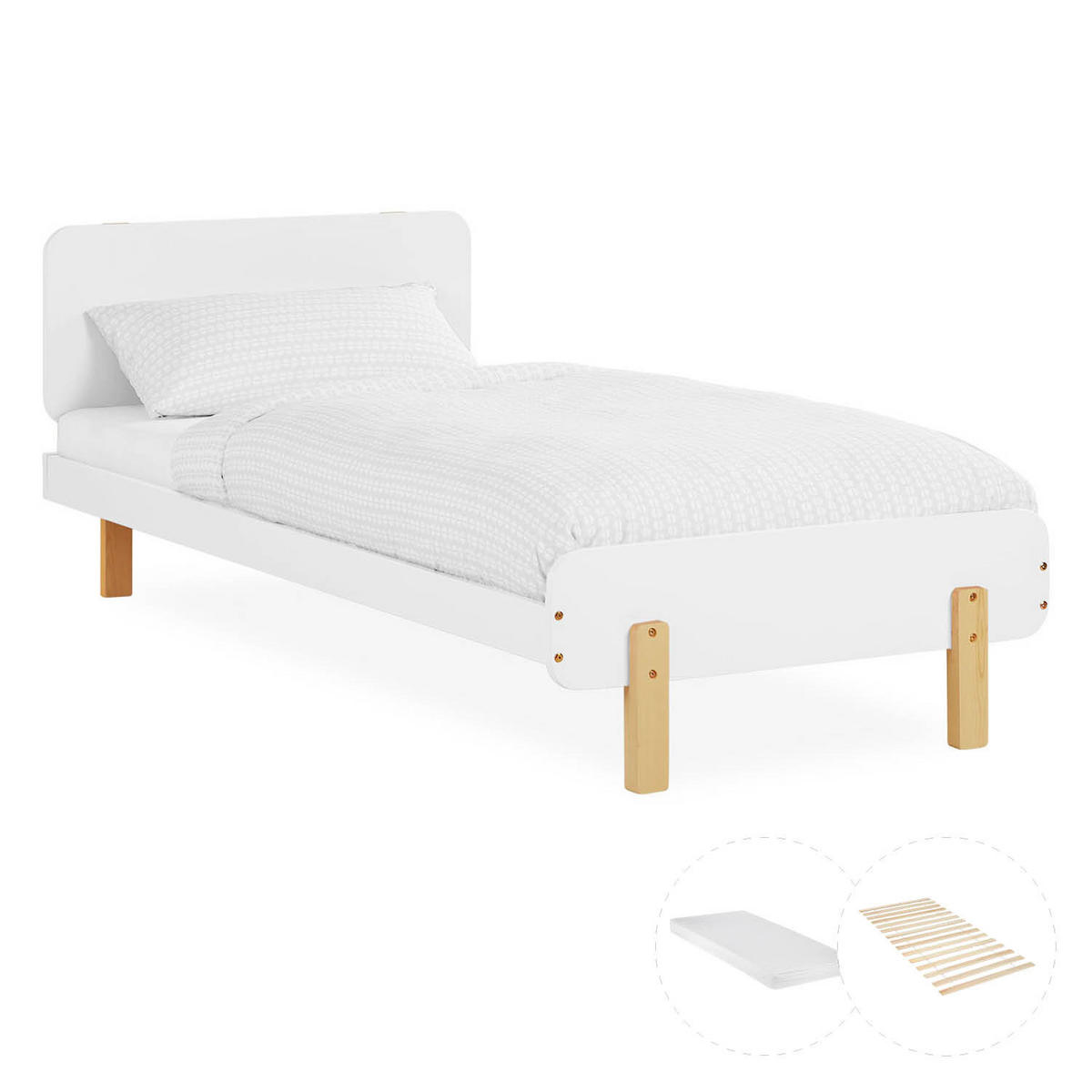 KINDERBETT Weiß 90/200 Lattenrost Matratze - Weiß, Holz (95/77/209cm) - Homestyle4u