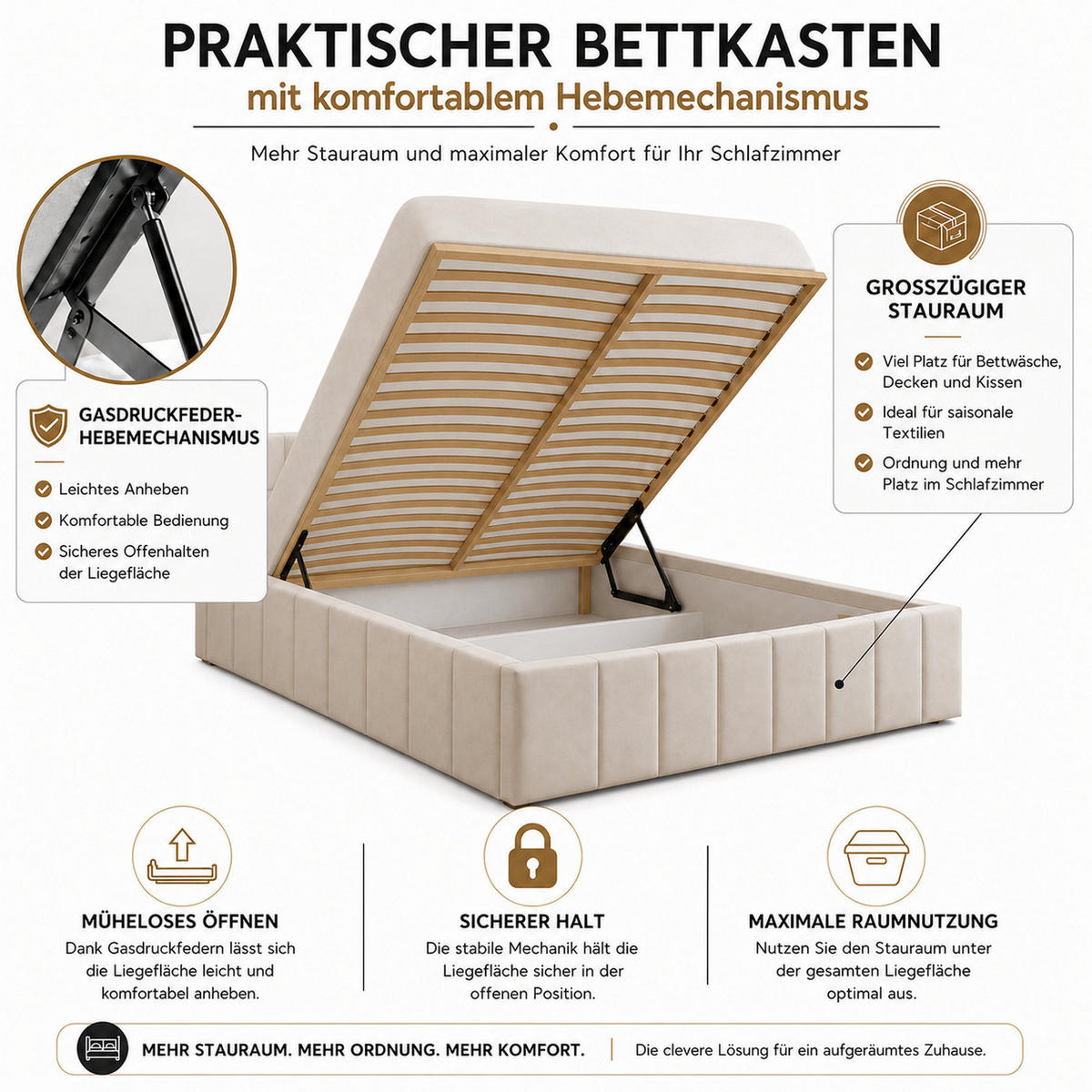 POLSTERBETT 200x200 cm, Alma, Doppelbett mit Bettkasten, Lattenrost aus Holz, Velourstoff, Beige - Beige, Holz/Textil (200/200cm) - Marpur