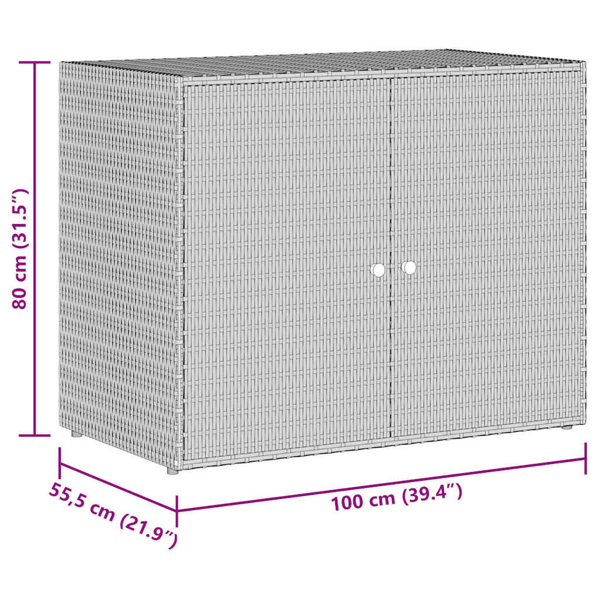 GARTENSCHRANK Schwarz 100/55,5/80 Cm Poly Rattan - Schwarz, Holzwerkstoff (55.5/80/100cm) - vidaXL