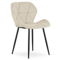 STUHL Beige 46x53 cm MANGO Samtbezug Beine Schwarz - Schwarz, Kunststoff (46/46/53cm)
