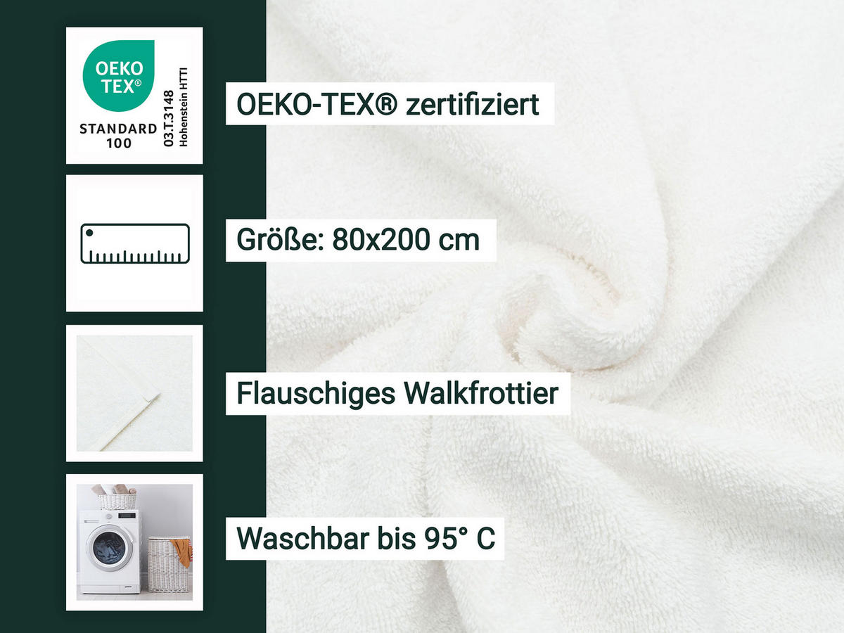 BADETUCH, 80x200 cm, 100% Baumwolle - Weiß, Textil (80/200cm) - Zollner