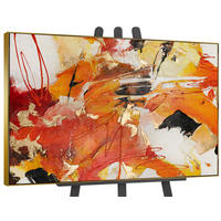 GEMÄLDE Orangene Explosion II Schattenfugenrahmen Gold 180x120 cm - Goldfarben, Holz (180/120cm) - YS-art gallery