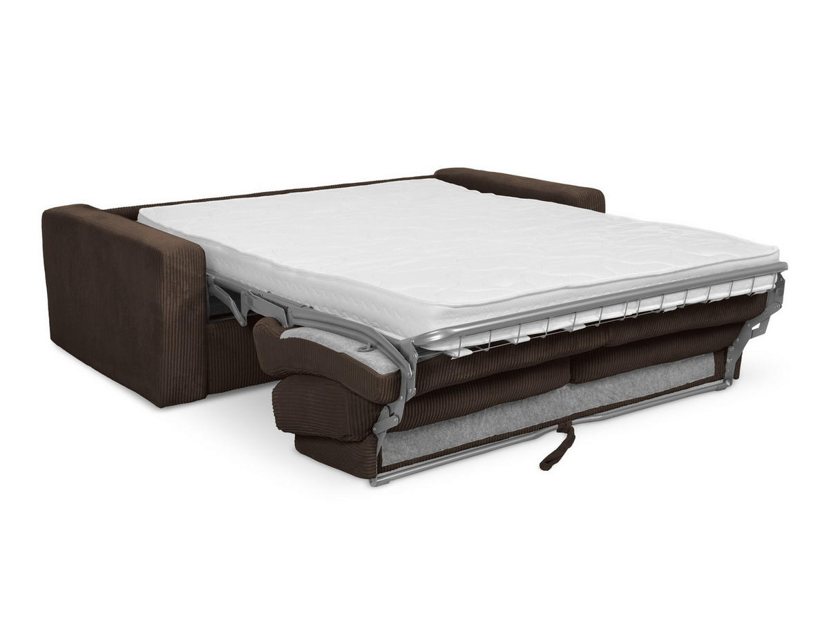 3-SITZER SOFA mit Schlaffunktion Cord Stoff Braun - Schwarz/Braun, Kunststoff/Textil (195/80/100cm) - Makamii