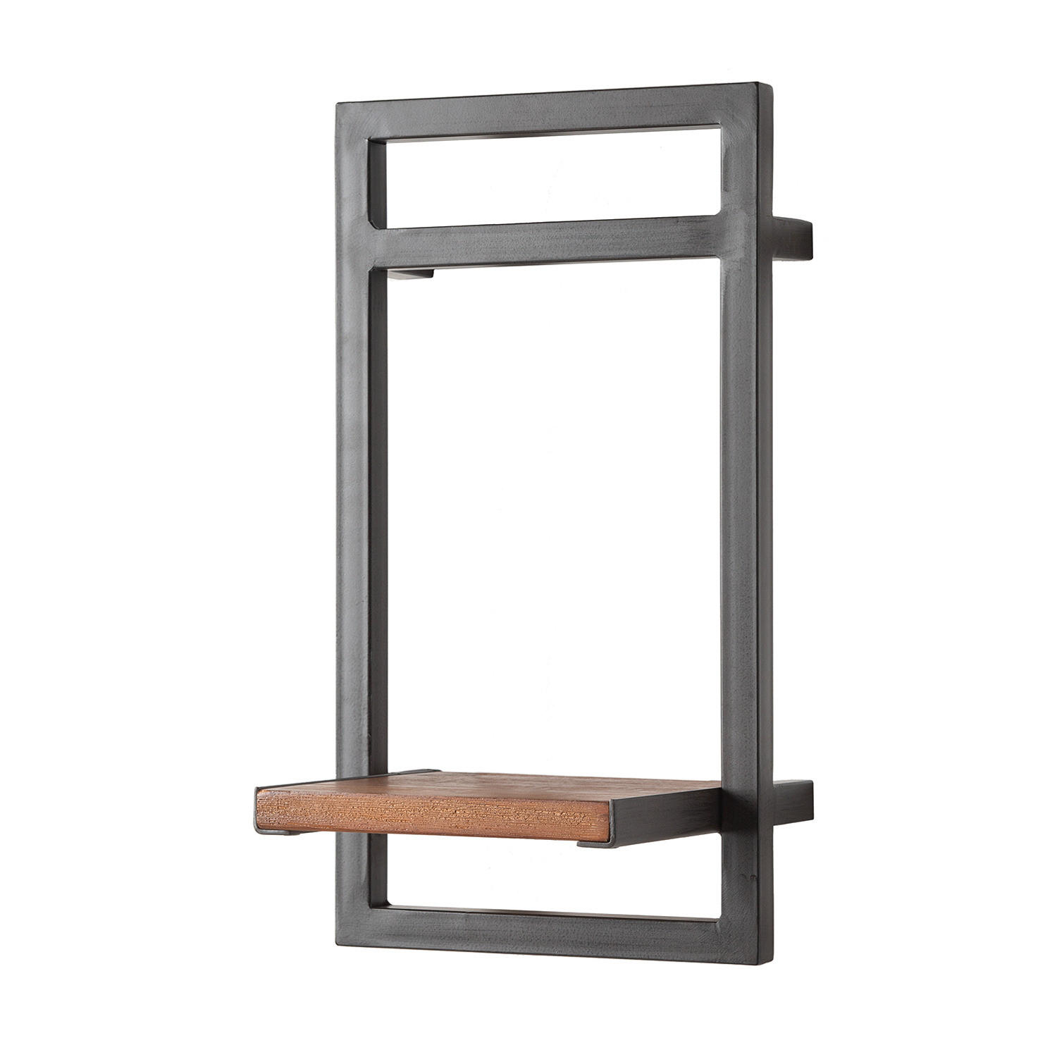 WANDREGAL - Akazie massiv / Metall - Anthrazit - Akaziefarben, Holz/Metall (22/40/19cm) - home24
