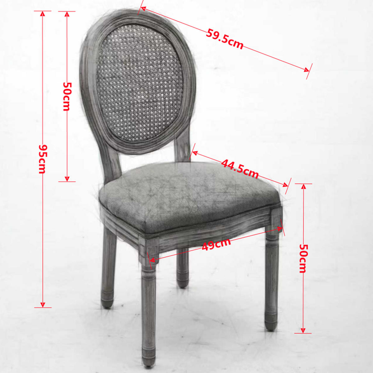 ESSZIMMERSTUHL 2er-Set Französischer Stil Beige Rattan Stoff - Beige, Holz (49/95/59.5cm) - Meubliv