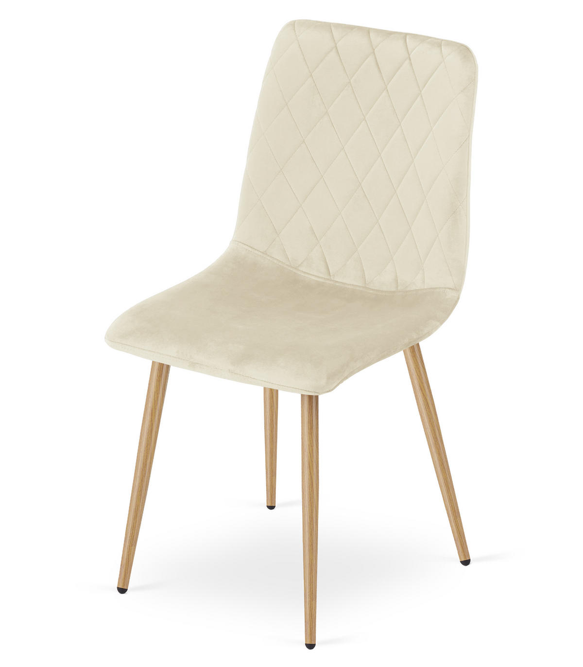 ESSZIMMERSTUHL 2-er Set TURIN hellbeige Sitzfläche, Beine in Holzfarbe - Hellbraun/Eichefarben, Textil (44.5/88.5/53cm) - Valora