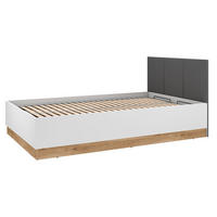 BETT Torino Weiß / Eiche Castello / Graphit 126 / 208 / 90 cm - Weiß, Holz/Holzwerkstoff (90/200cm) - Feldmann-Wohnen