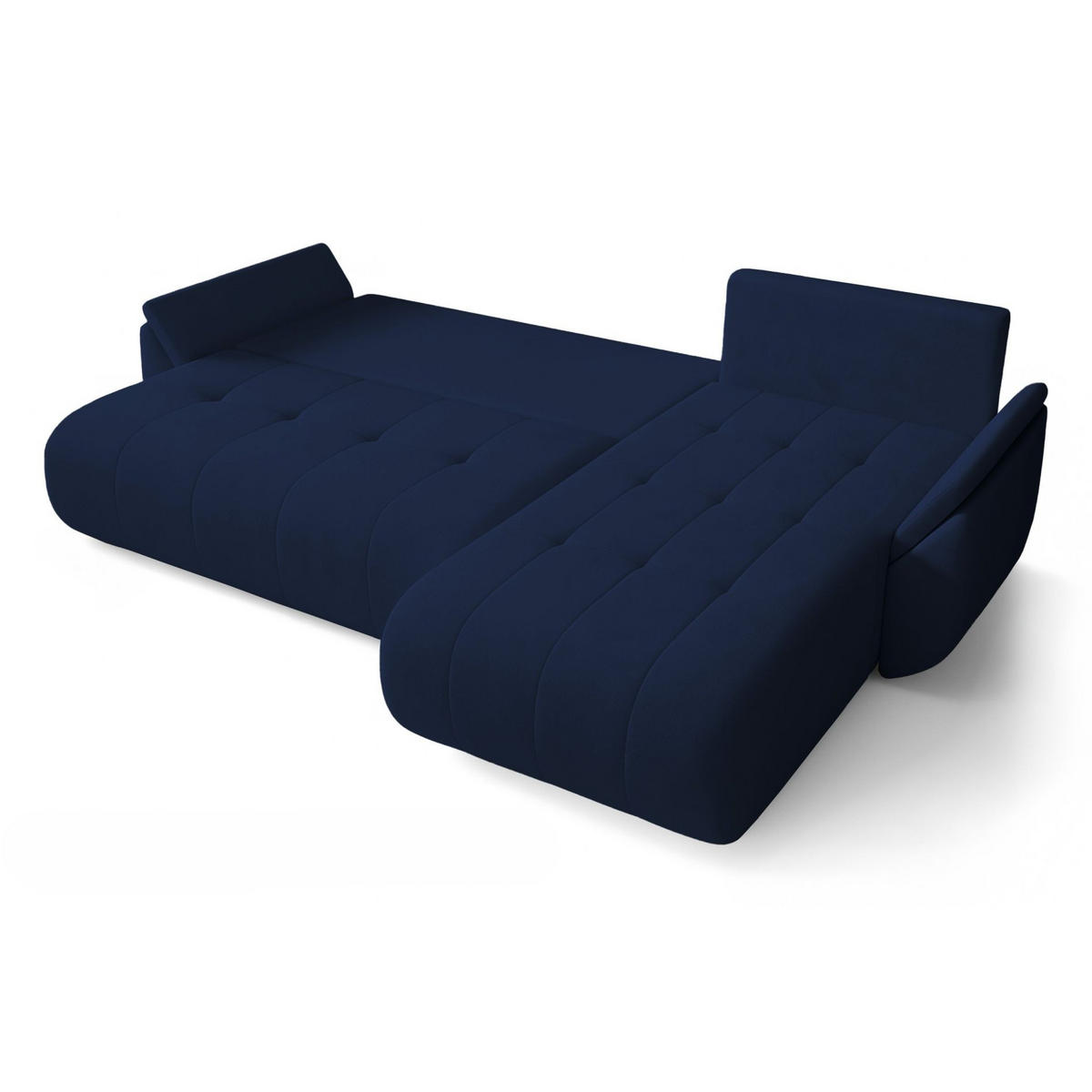 ECKSOFA Romuldi mit Schlaffunktion, Marineblau Samt, rechtsseitig - Schwarz/Dunkelblau, Kunststoff/Textil (185/280cm) - Selsey