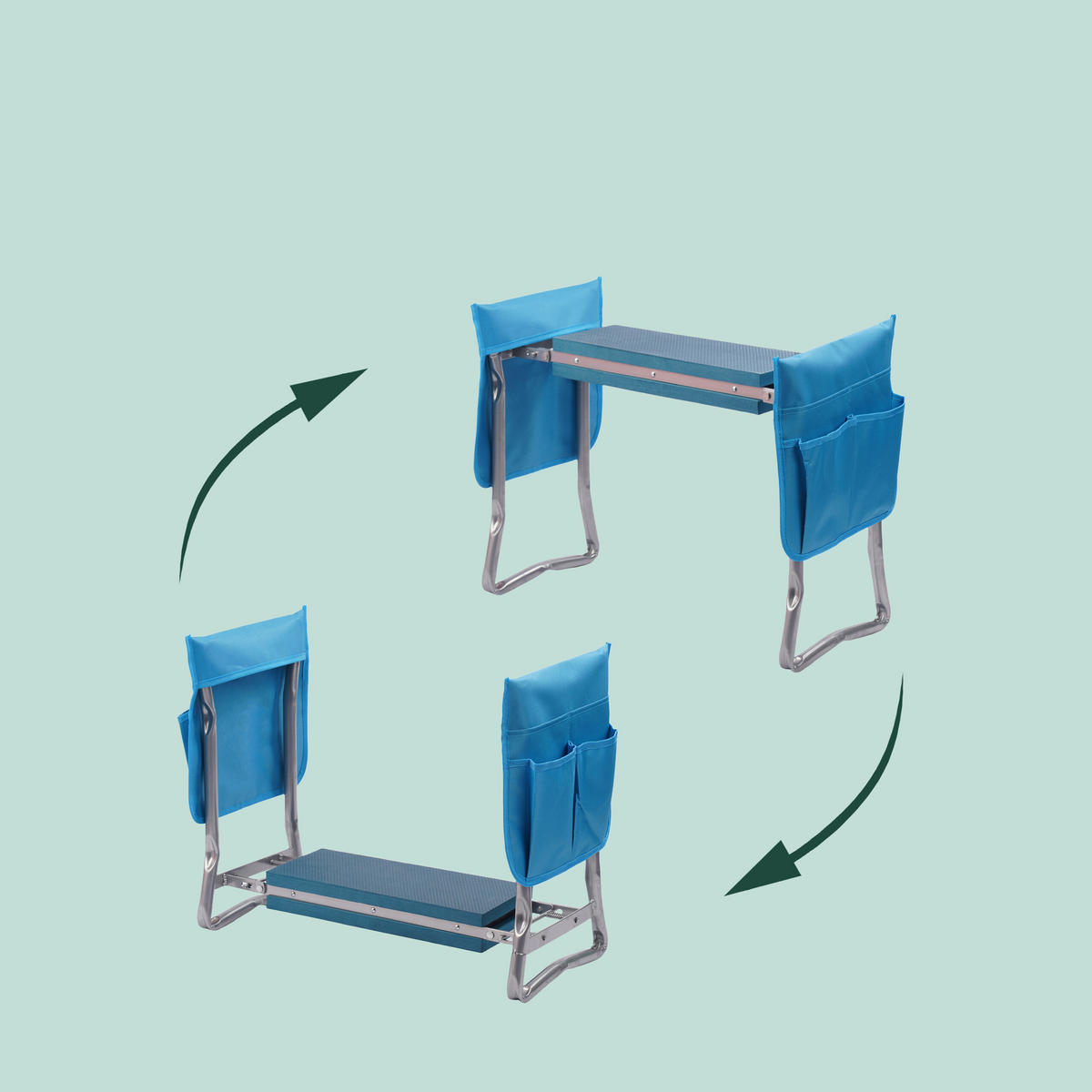 KNIEBANK - Blau, Textil/Metall (60/50/27.5cm) - Relaxdays