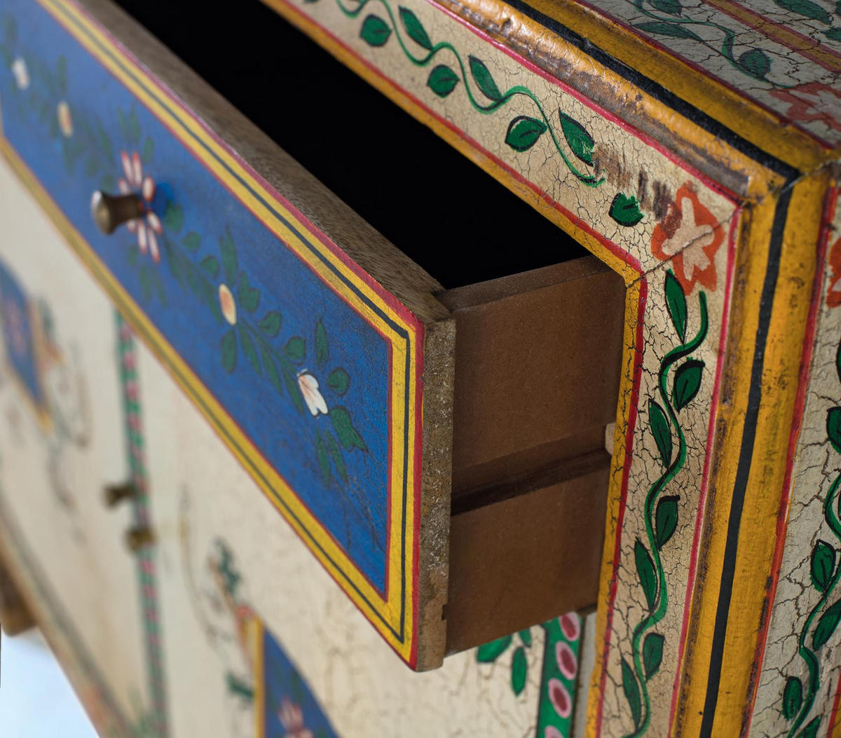 SIDEBOARD mit zwei Schubladen aus mehrfarbigem Mangoholz - Chromfarben, Holz (32/87/100cm) - Giner y Colomer