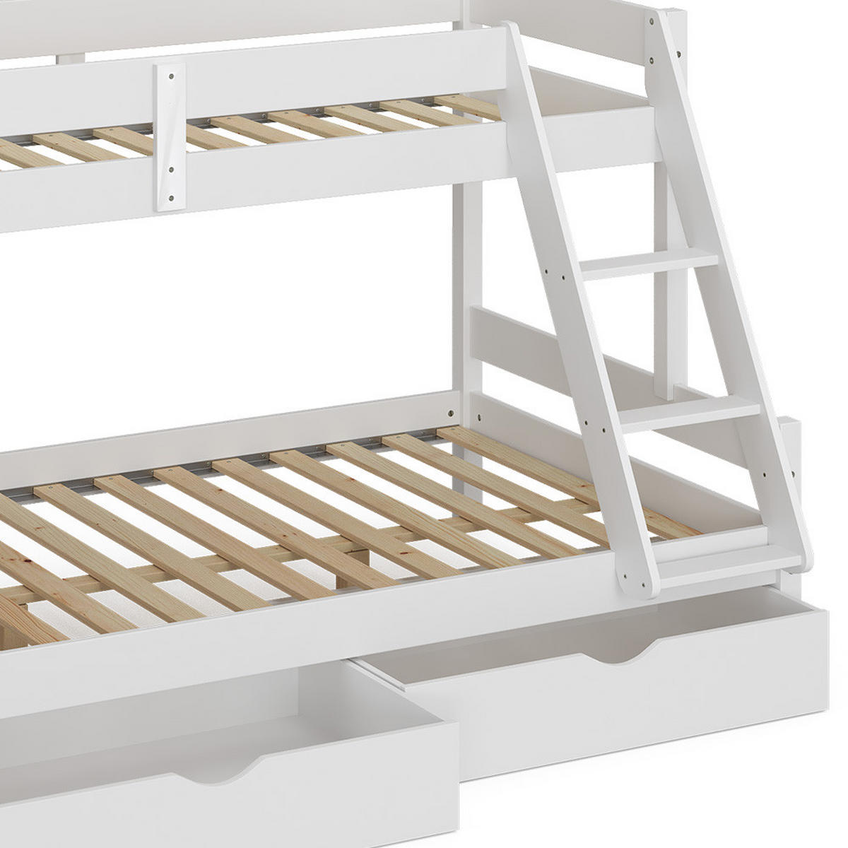 ETAGENBETT Everest Weiß 120x200/80x200 cm mit Schubladen - Weiß, Holz (120/200cm) - VitaliSpa