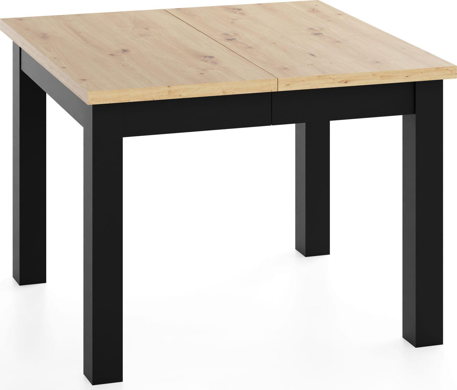 ESSTISCH Toren ausziehbar verlängerbar quadratisch, Eiche Artisan Hellbraun 100-300/100/76.5 cm - Schwarz/Eiche Artisan, Holz/Holzwerkstoff (100/100/77cm) - WFL GROUP