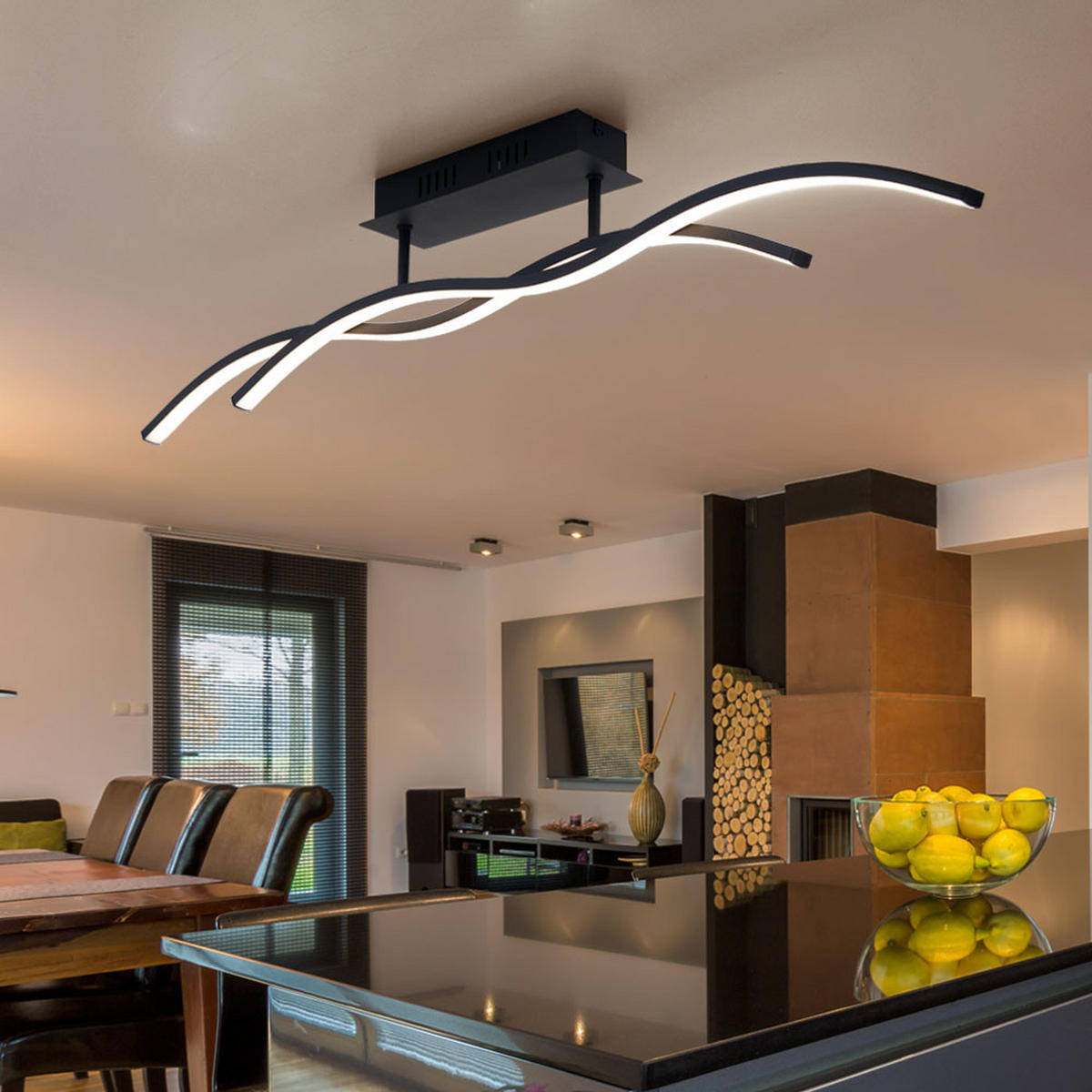 LED DECKENLEUCHTE Marius Schwarz Graphit - Schwarz, Metall (88/8/15.5cm) - Globo Lighting