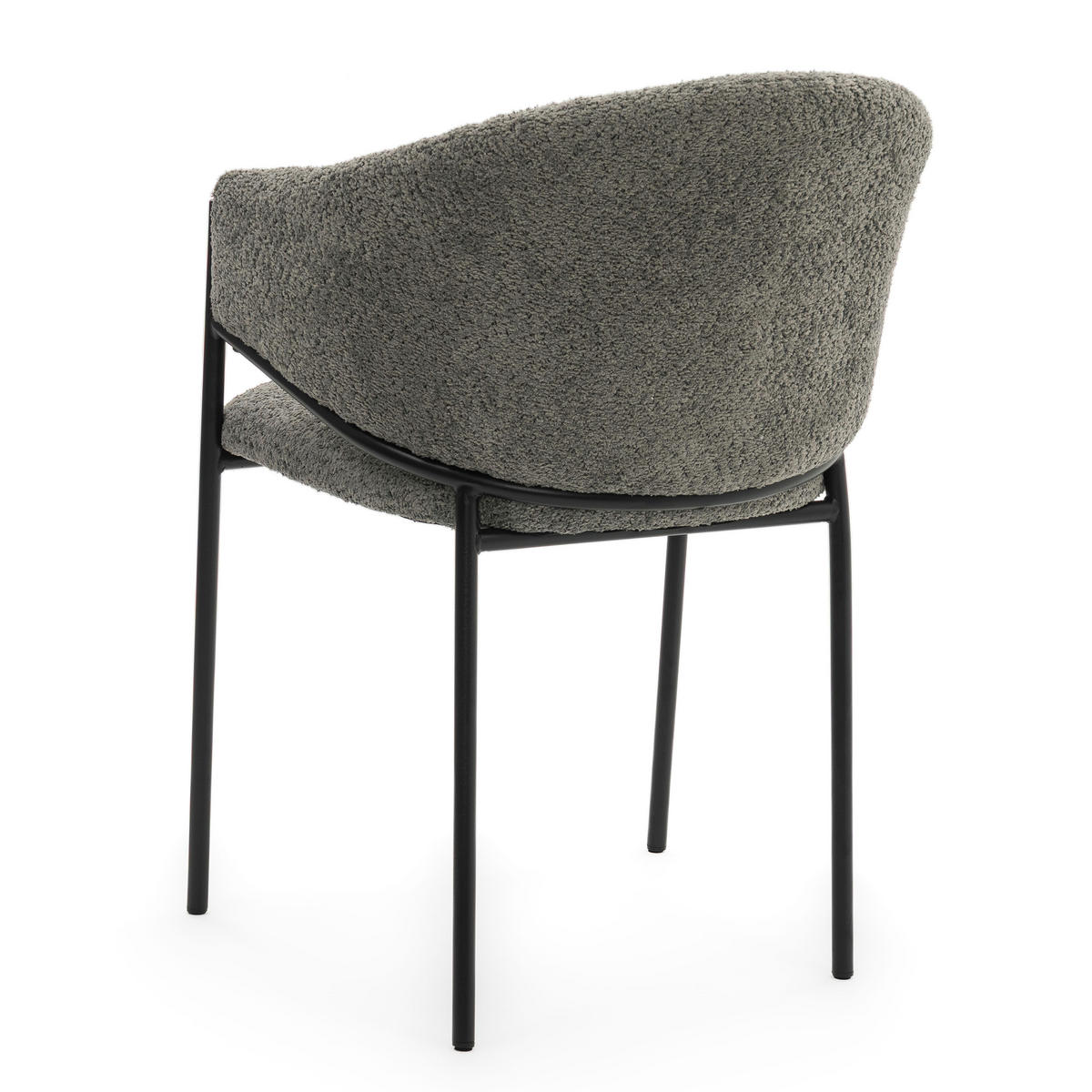 STUHL BUENO gespolsterter - grau - Glamour Boucle Chenille - Schwarz/Grau, Textil/Metall (55/83/56cm) - NEW HOME