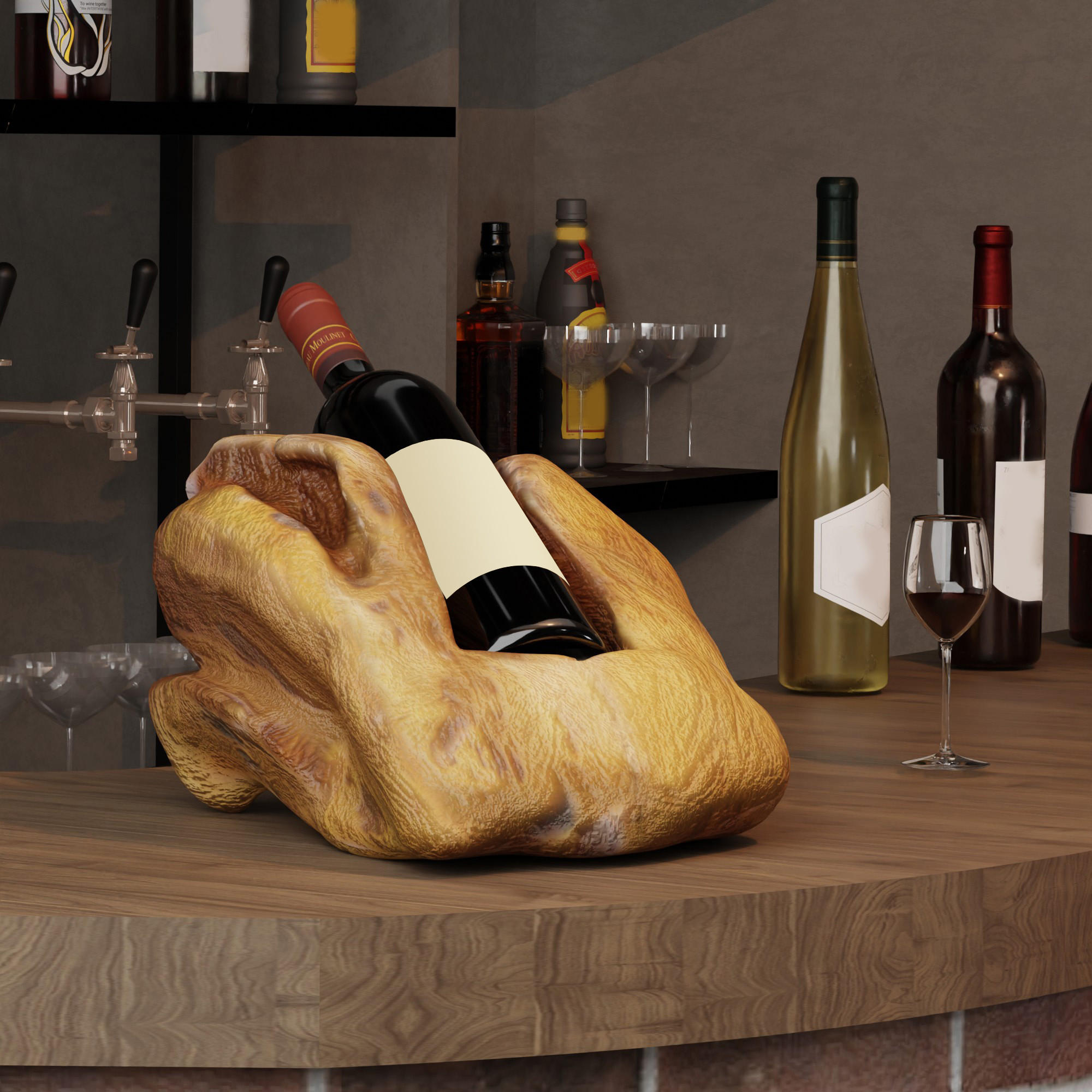 FLASCHENTRÄGER30/21/18NATURFARBEN - Naturfarben, Holz (30/18/21cm)