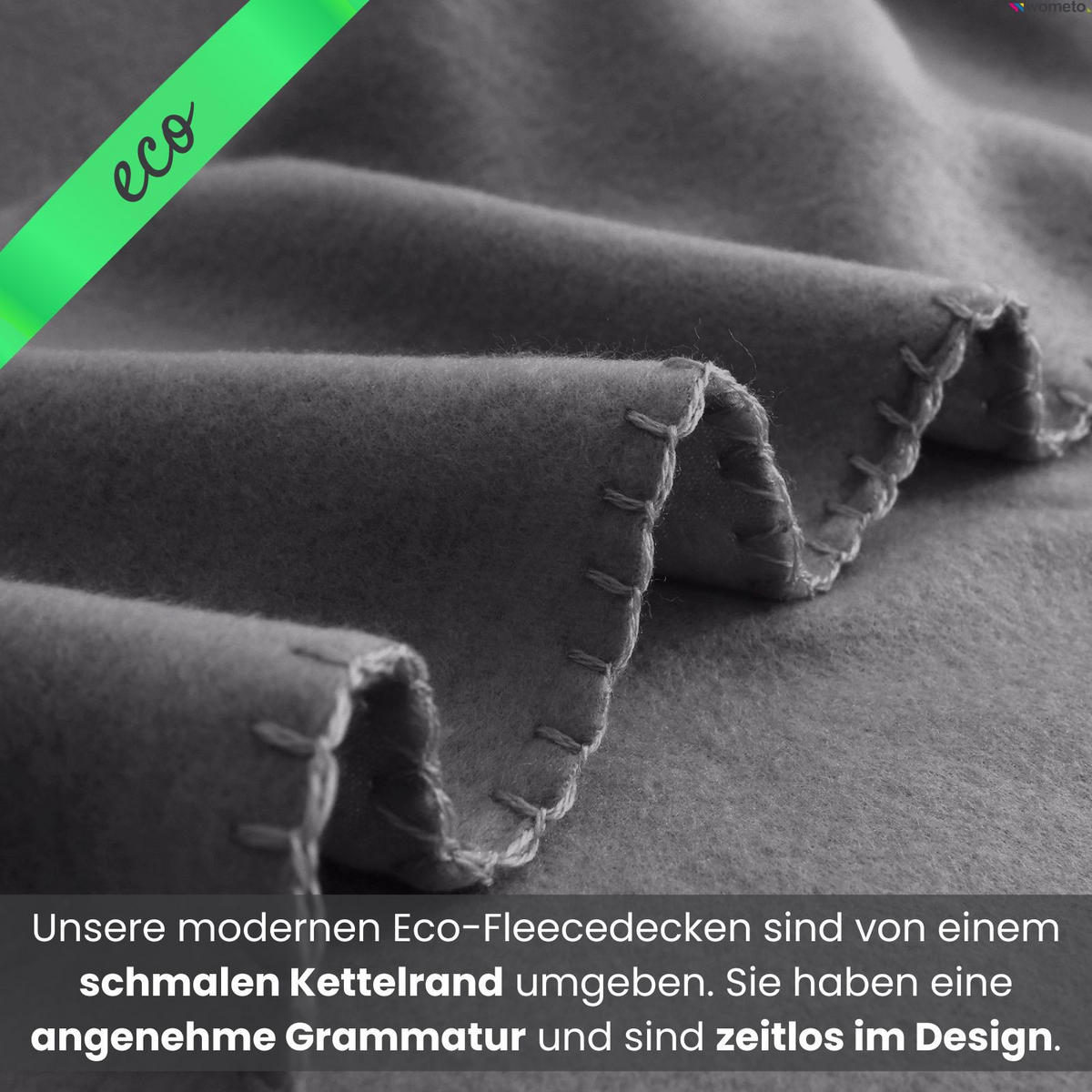 FLEECEDECKE eco-line dunkelgrau 130/160 cm aus 100% recyceltem Material Kettelrand Anti-Pilling - Dunkelgrau, Textil (130/160cm) - wometo