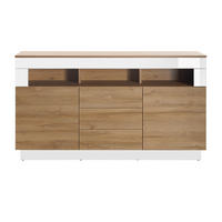 SIDEBOARD Grandson Eiche, weiß Hochglanz, Kommode 149 x 85 cm - Eichefarben/Weiß Hochglanz, Holzwerkstoff (149/85/43cm) - Furn.Design