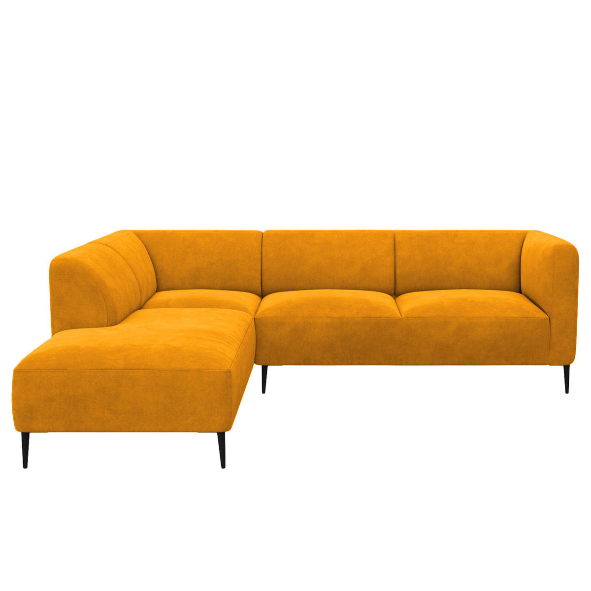 2,5-SITZER ECKSOFA mit Ottomane - Gelb/Schwarz, Textil/Metall (252/205cm) - home24