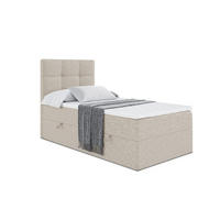 BOXBETT mit Matratze H3 und Lattenrost - MARCE - 90x200 - Links Beige - Beige, Holzwerkstoff (90/200cm) - ALTDECOR