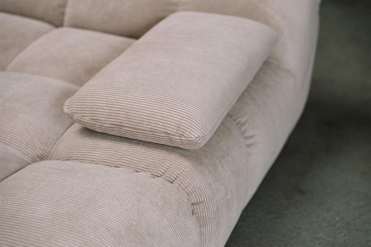 BIG SOFA VIVIEN Beige Cord - Beige/Schwarz, Kunststoff/Textil (296/85/178cm) - KAWOLA