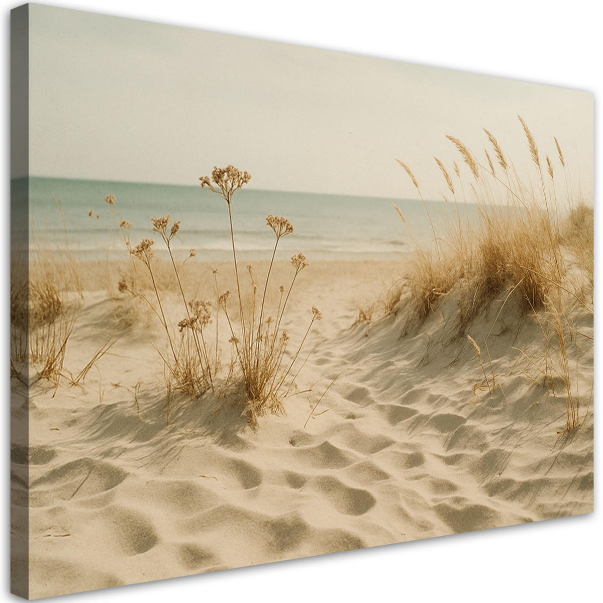LEINWANDBILD Strand Meer Dünen Shabby Chic 60x40cm - Beige, Textil (60/40cm) - Feeby