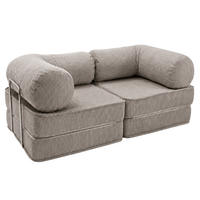 SOFA SURB Duo 100 Schlafsofa 2-Sitzer Taupe 200/100 cm - Taupe/Chromfarben, Textil/Metall (200/70/100cm) - SURB