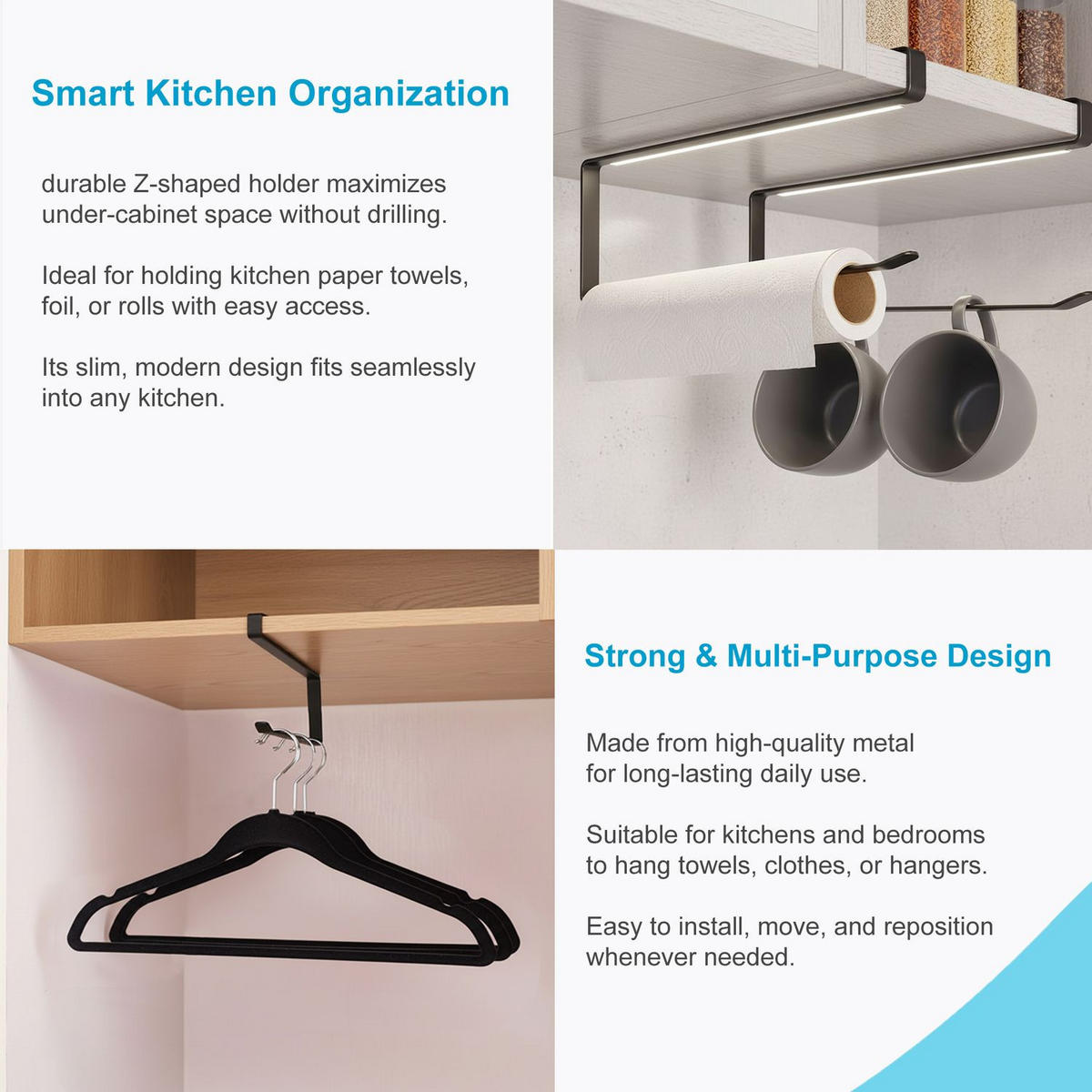 PAPIERROLLENHALTER (2-tlg. Set) - Schwarz, Metall (1.1/10/26cm) - Intirilife