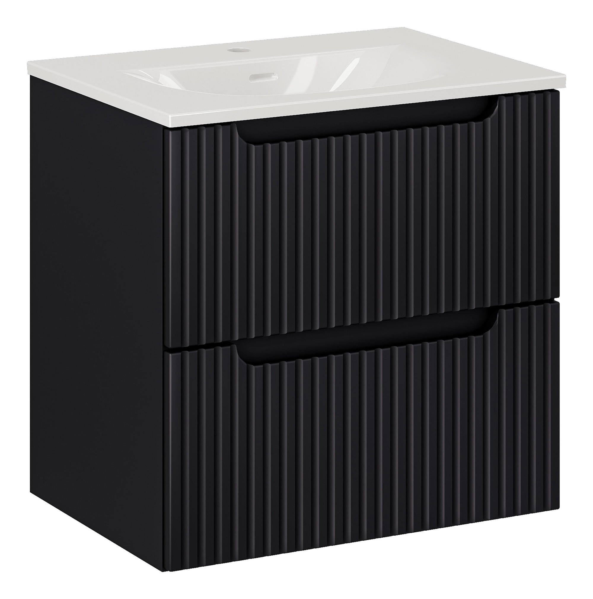 BADMÖBEL-SET Nova 2 Teile Schwarz Matt - 60 x 40 x 58 cm - Schwarz, Holz (60/58/40cm) - Badplaats