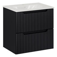 BADMÖBEL-SET Nova 2 Teile Schwarz Matt - 60 x 40 x 58 cm - Schwarz, Holz (60/58/40cm) - Badplaats