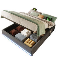 POLSTERBETT 140/200 cm Grau mit LED-Beleuchtung und USB-Anschlüssen - Grau, Textil (140/200cm) - OKWISH