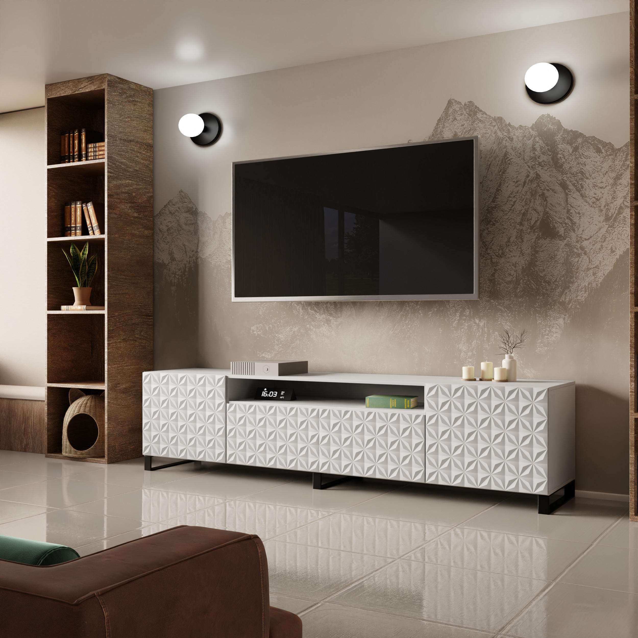 TV-SCHRANK CALI - Weiß, Holzwerkstoff (200/53/41cm) - Meblini