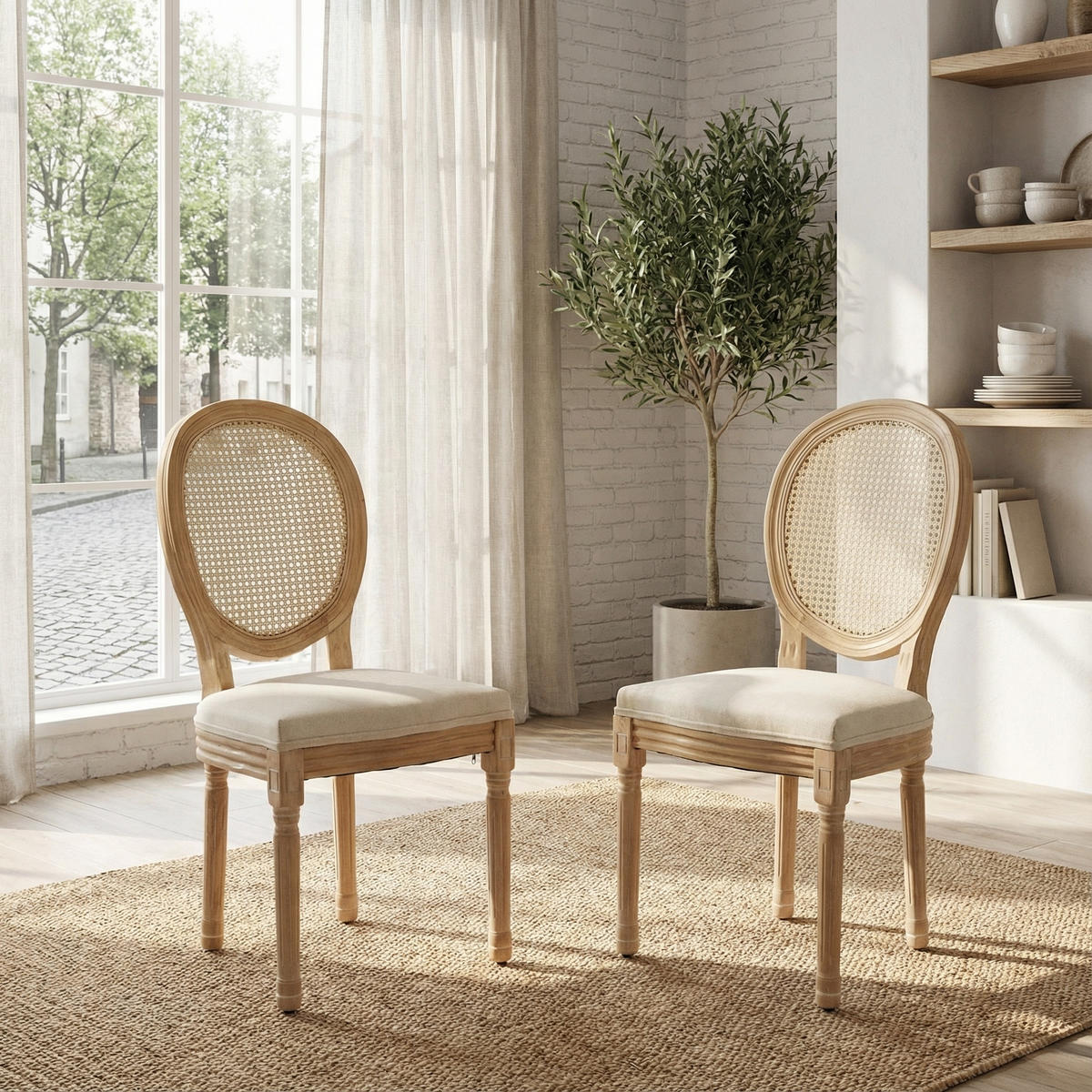 ESSZIMMERSTÜHLE 2er-Set im französischen Landhausstil - Eichefarben, Textil (59/95/49cm) - Urban Meuble