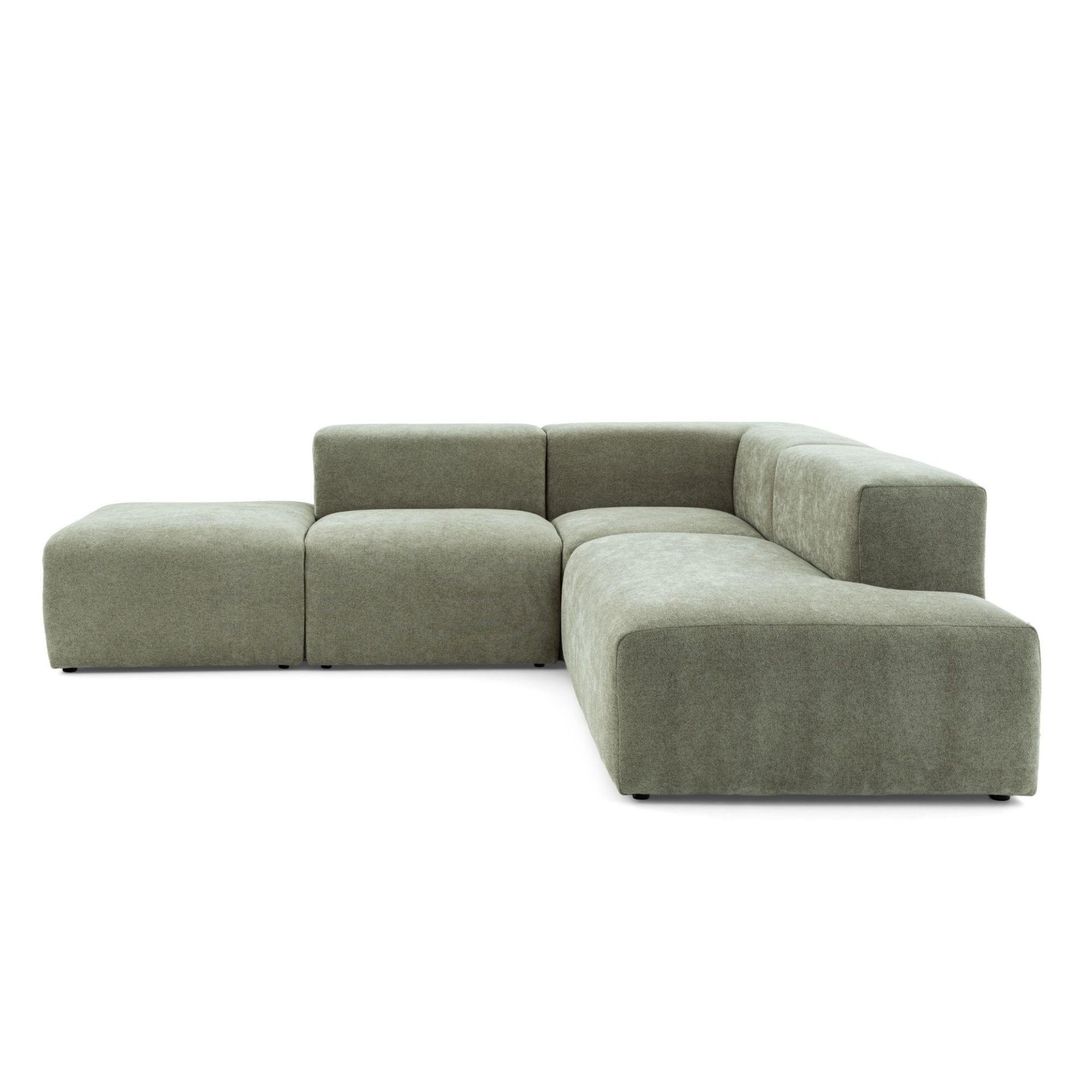 4-SITZER modulares Ecksofa HEAVEN SET 3 Rechts, Breite 270 cm Webstoff Grün - Schwarz/Grün, Holz/Kunststoff (270/245cm) - Muffo