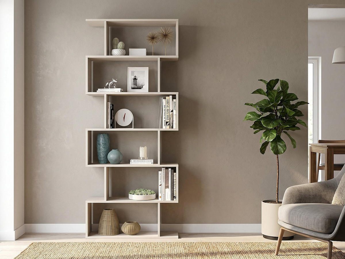 REGAL - 80 cm x 24.6 cm - holz - beige Tomini - Beige, Holz (80/190.2/24.6cm) - Vente-Unique
