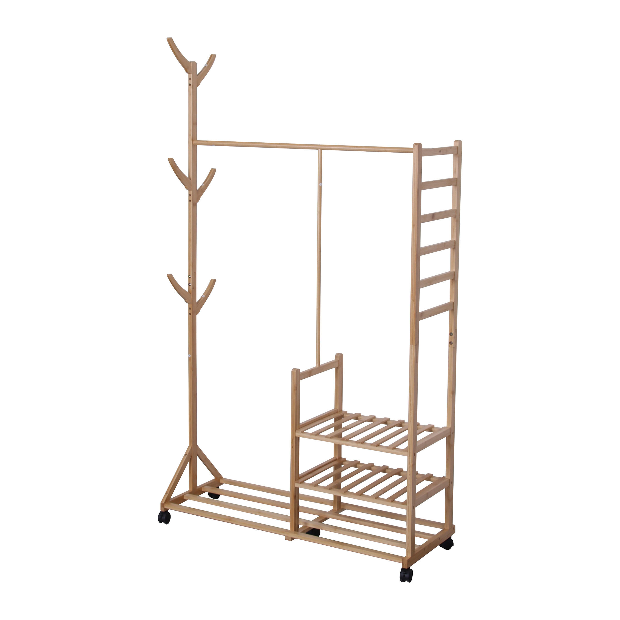 KLÄDSTÄLLNING Natur bambu med skohylla Ljusbrun 176/100/38 cm