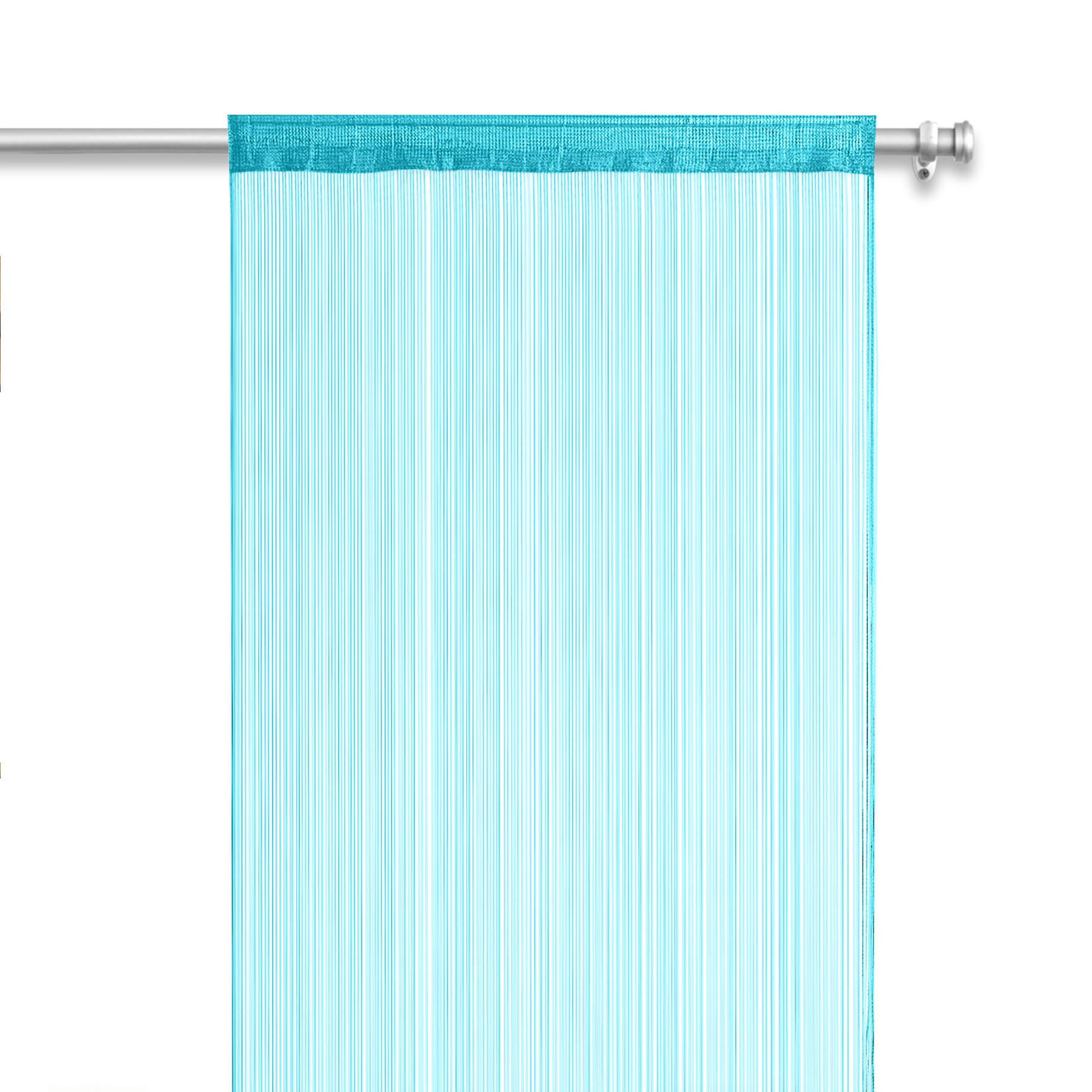 FADENVORHANG türkis 245/90 cm Stangendurchzug kürzbar - Türkis, Textil (90/245/1cm) - wometo