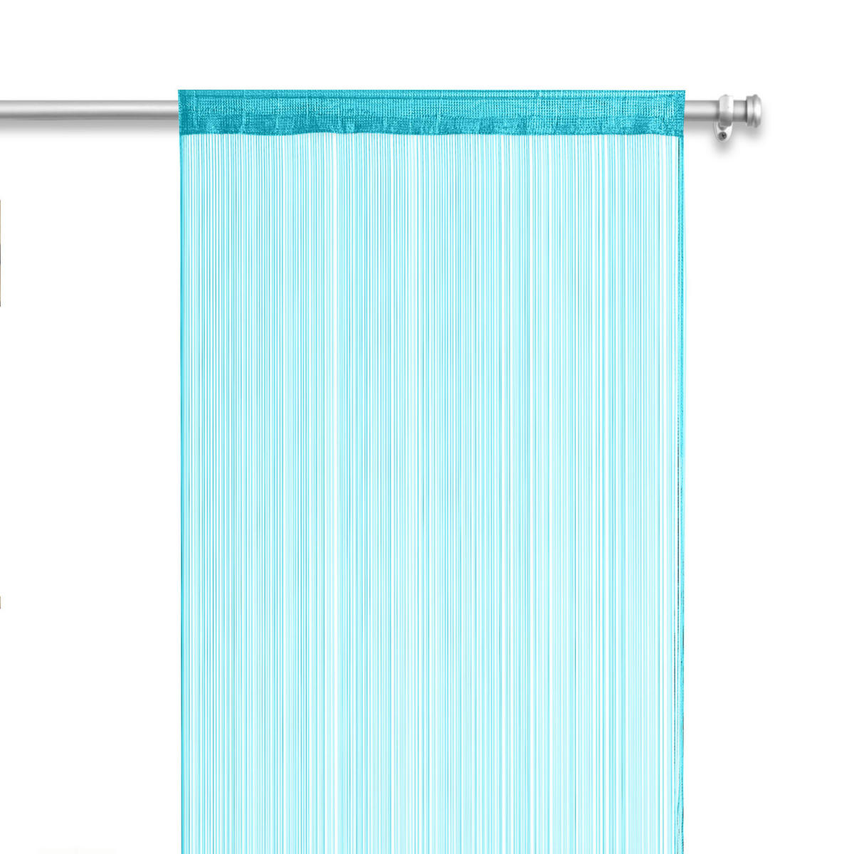 FADENVORHANG türkis 245/90 cm Stangendurchzug kürzbar - Türkis, Textil (90/245/1cm) - wometo
