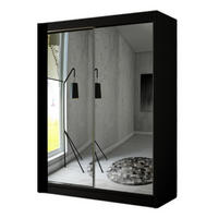 SCHRANK Schwarz HOMA Mit Spiegel Schiebetür 150 cm - Schwarz, Holzwerkstoff (150/215/61cm) - Sepro Meble