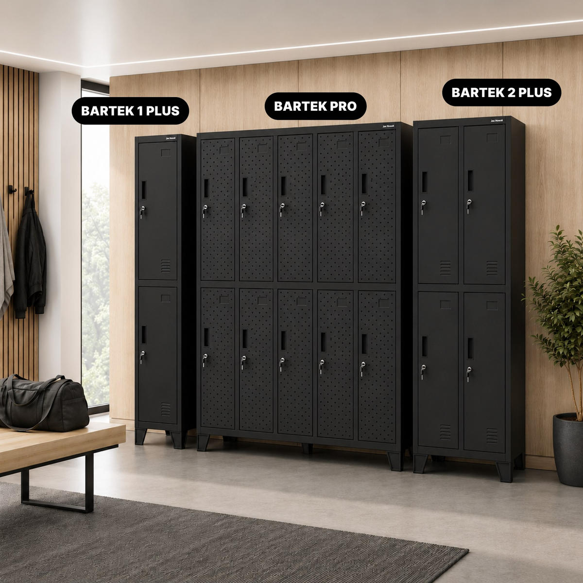 ARBEITSSCHUTZ-KLEIDERSCHRANK BARTEK PRO 172x136x45 cm - Schwarz, Metall (136/172/45cm) - Jan Nowak