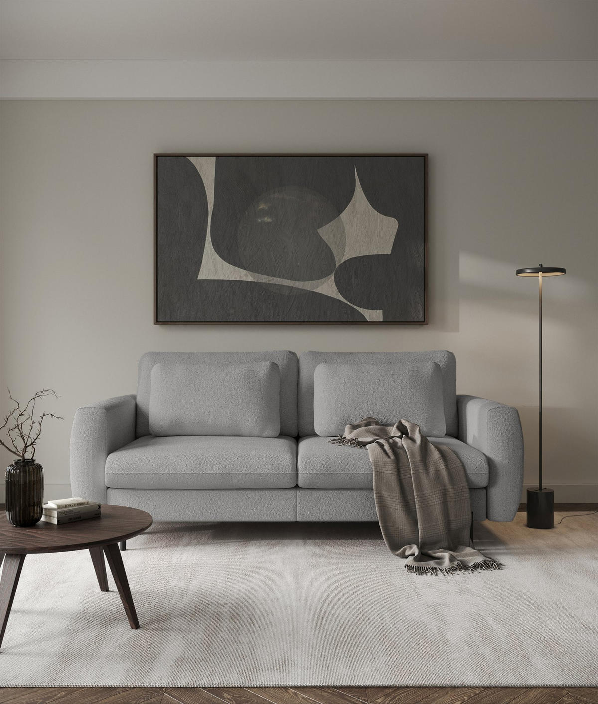 SOFA Rane Grau mit Schlaffunktion - Schwarz/Grau, Textil/Metall (236/90/102cm) - Selsey